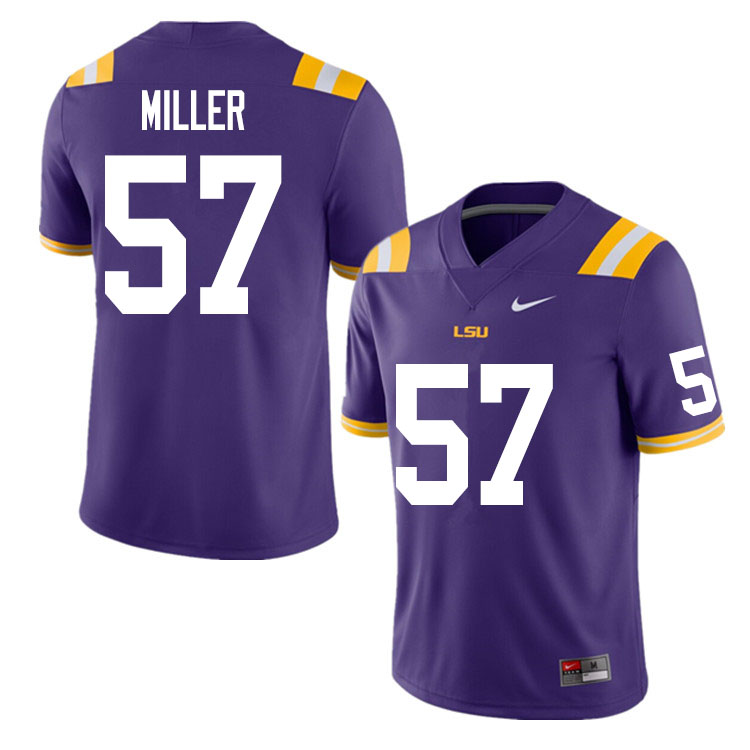 Men #57 Jace Miller LSU Tigers College Football Jerseys Sale-Purple